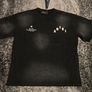 AMIRI Black Short Sleeve Tee with White Accents
